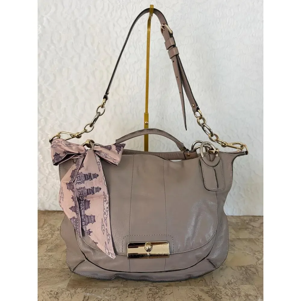 Coach Kristin taupe pinnacle Leather Hobo Crossbody Shoulder Bag Handbag 16823